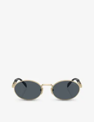 PRADA PR 65ZS Oval-Frame Metal Sunglasses