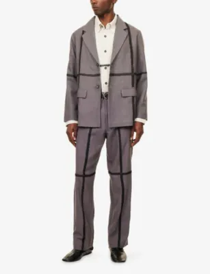 KARTIK RESEARCH Wrinkled Contrast-Embroidered Cotton Jacket in DEEP PURPLE, additional product view 2