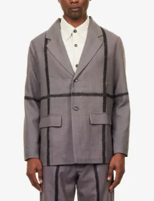KARTIK RESEARCH Wrinkled Contrast-Embroidered Cotton Jacket in DEEP PURPLE, additional product view 3