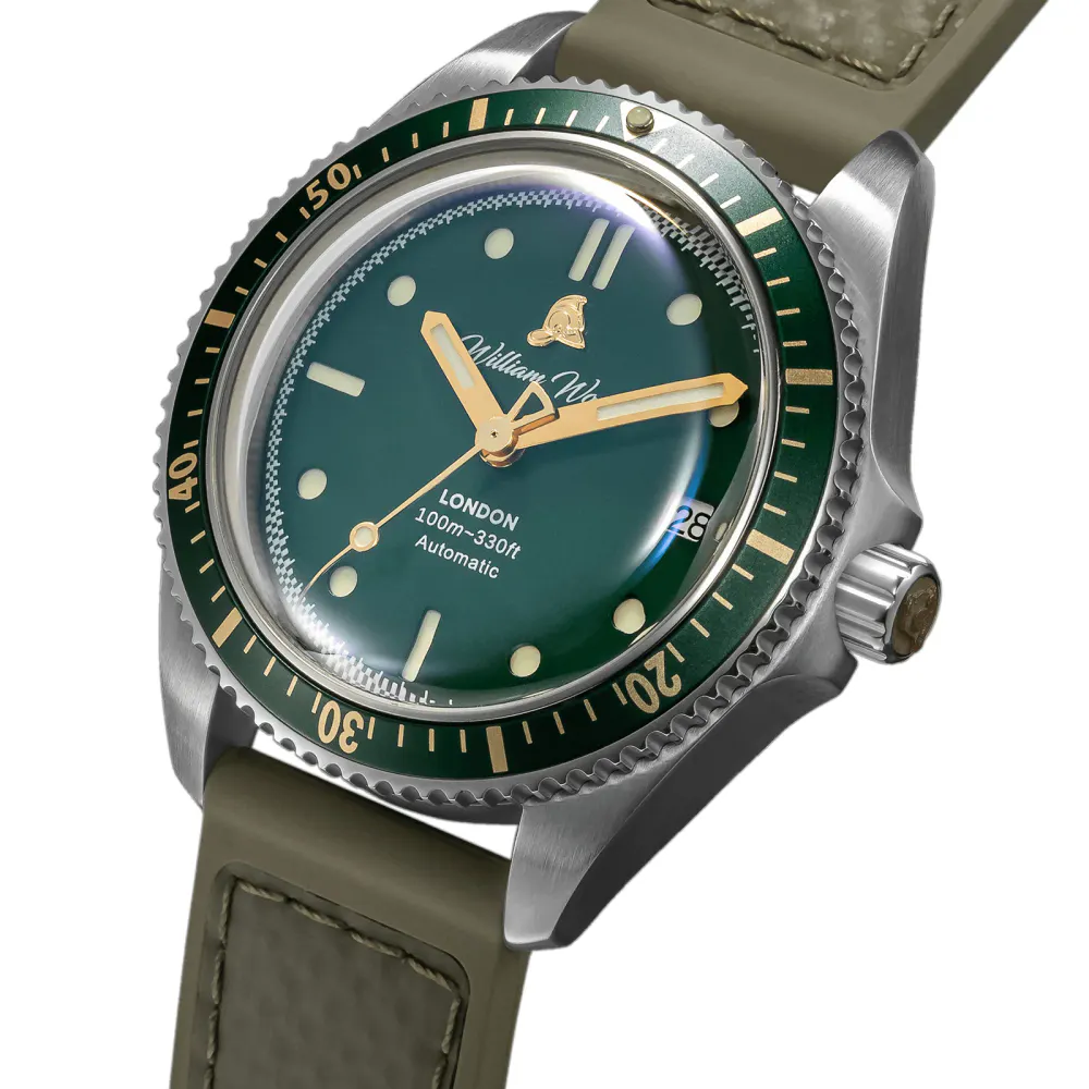 William Wood Watches Valiant Collection The Green Watch 41mm Mens Watch detail 2