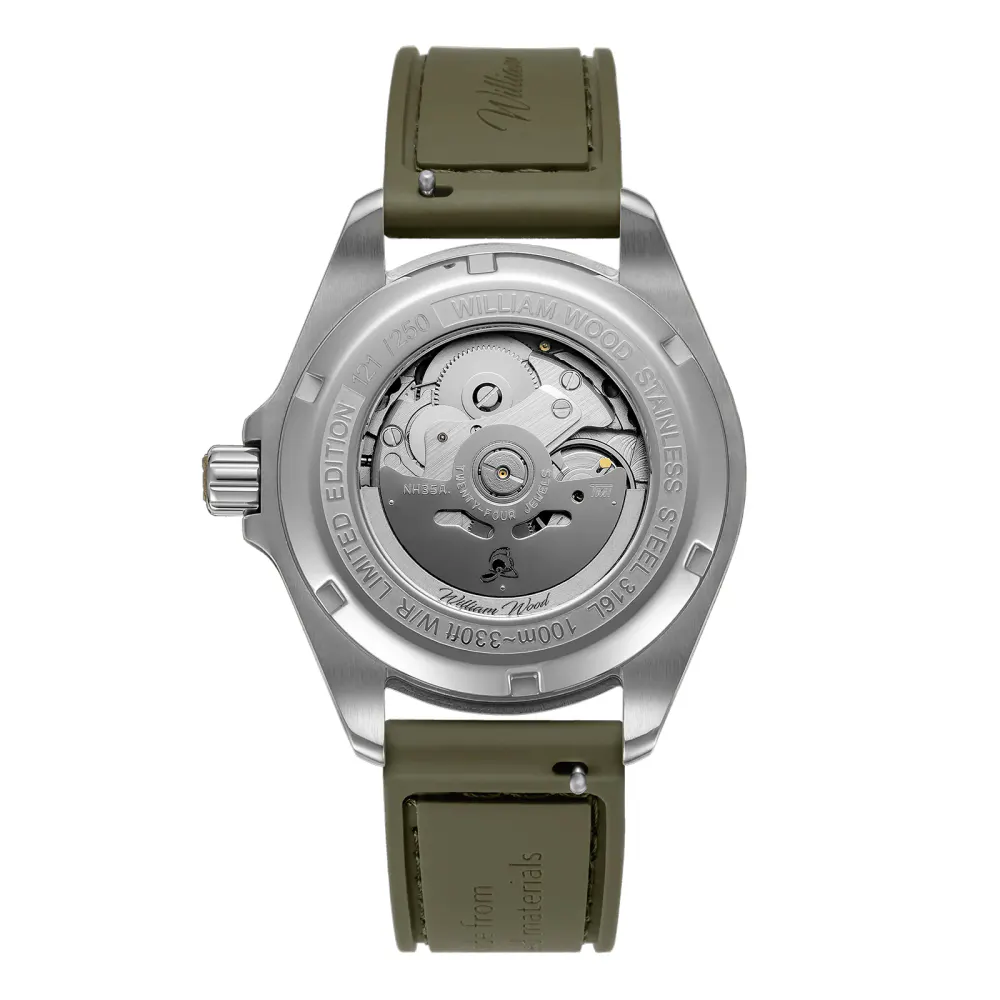 William Wood Watches Valiant Collection The Green Watch 41mm Mens Watch detail 3