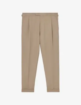 REISS Com Tapered-Leg Cotton-Blend Trousers