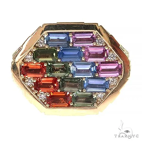 PIA - For Him GEMSTONES Sapphire Diamond Brick Hexagon Ring 66799 in Rose / 7 – Ring