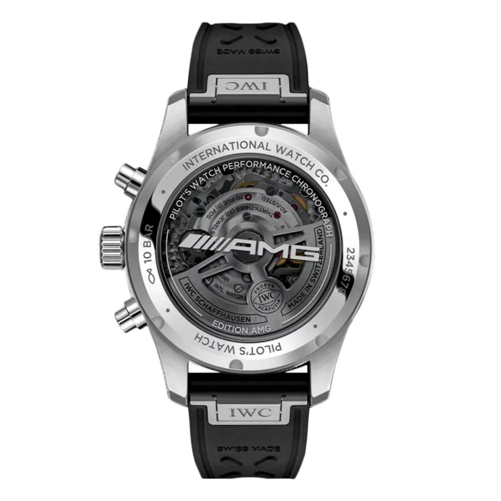 IWC Pilot Performance Chronograph 41mm AMG Mens Watch Black Rubber detail 2