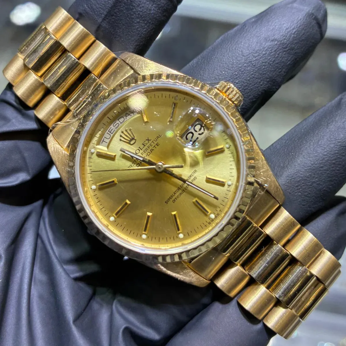ANKUR - For Him WATCHES Rolex Day-Date 36mm | 18K Yellow Gold | Champagne Stick Dial – Watch