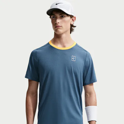 Nike NikeCourt Advantage Men's Dri-FIT Tennis Top - New Slate/Laser Orange/White