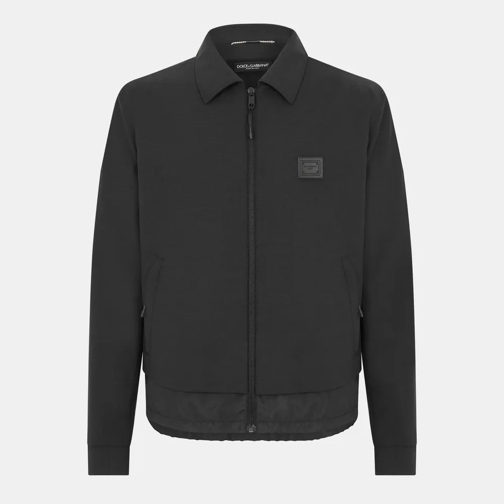 Dolce and Gabbana Men's Structured Ribbed Cuff Harrington Jacket