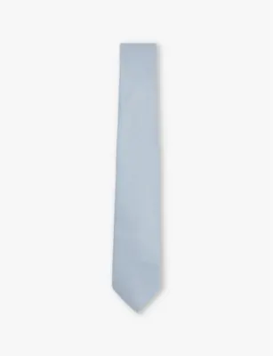 REISS Ceremony textured woven tie - LIGHT BLUE