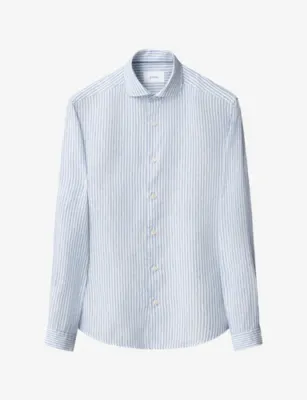 ETON Striped Casual-Fit Linen Shirt - LIGHT BLUE