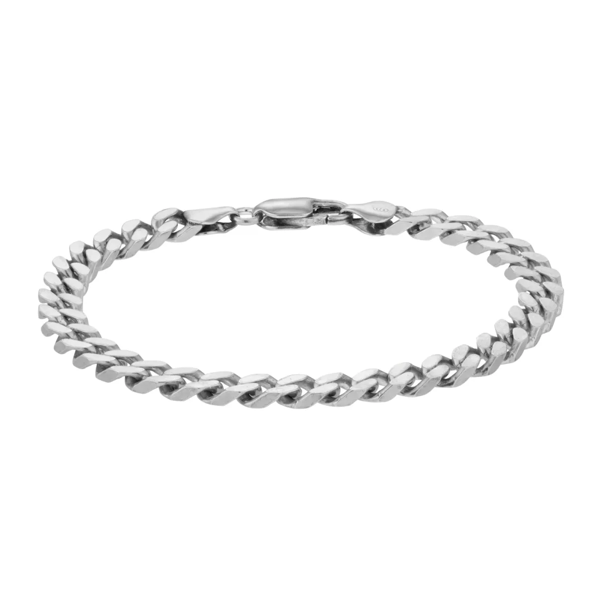 For Him Sterling Silver Antique Plated Curb Bracelet