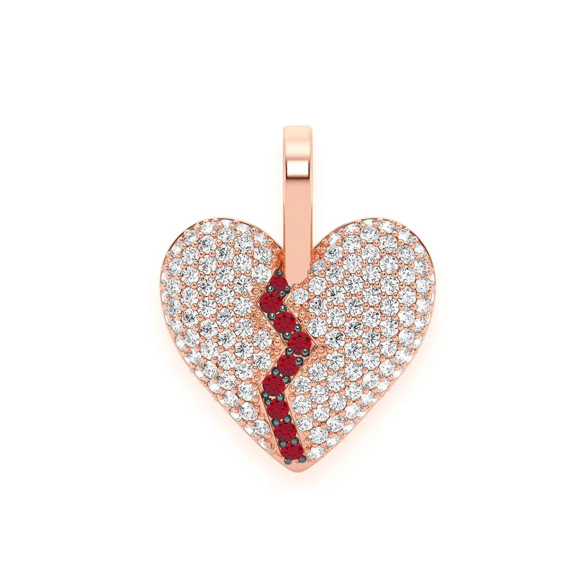 For Him Broken Heart Diamond Pendant in Rose Gold / Natural Diamond – Pendant