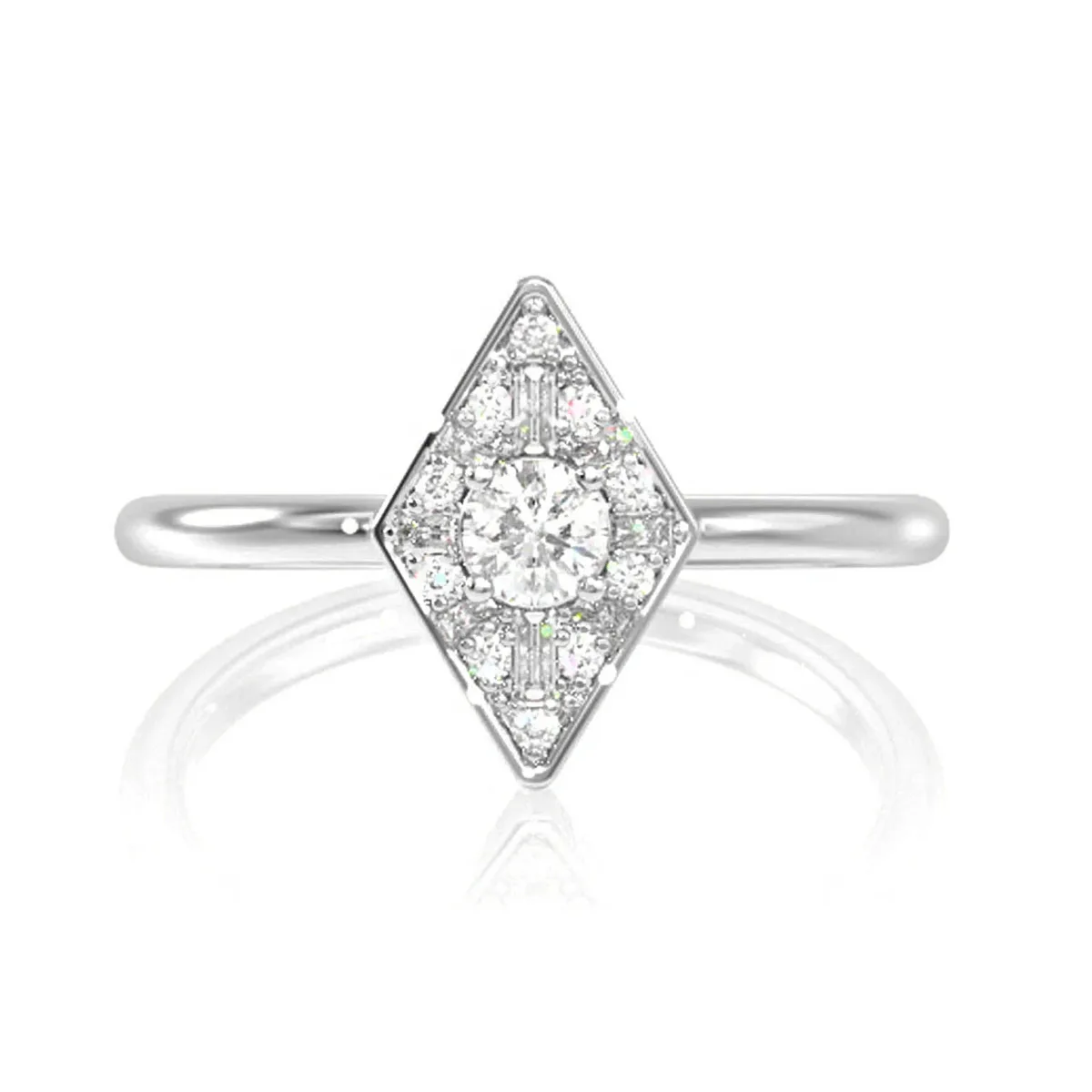 For Him Rhombus Halo Baguette Diamond Ring in Rose Gold / Natural Diamond – Ring