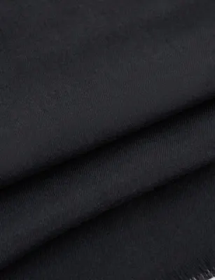 BOGGI MILANO Frayed-Trim Wool And Silk Scarf in BLACK, additional product view 2
