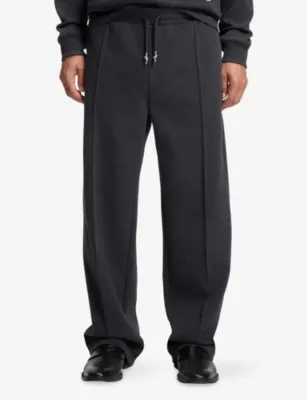 HUGO Pintuck-Pleat Relaxed-Fit Cotton-Jersey Jogging Bottoms detail 3