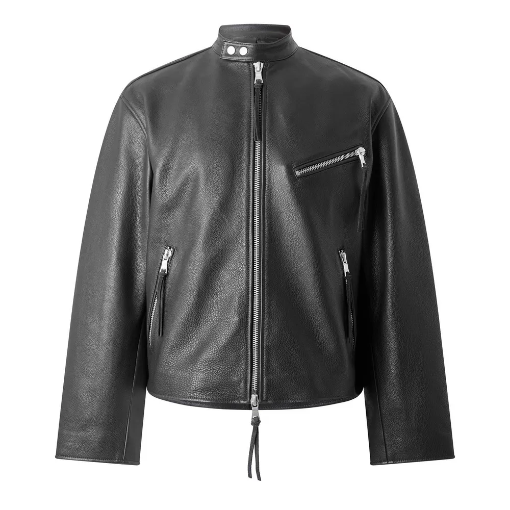 MKI MIYUKI ZOKU Men's Racer Leather Jacket in Black – Clothing