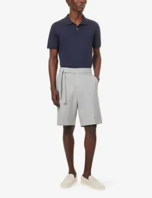 PAUL SMITH Stripe Seersucker Tie-Waist Cotton Blend Shorts detail 2