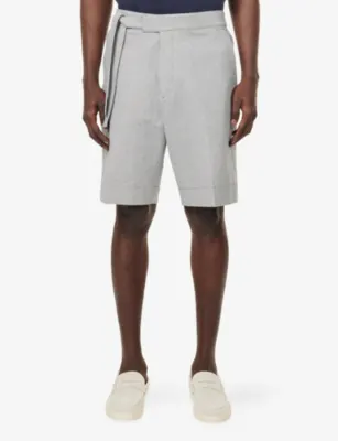 PAUL SMITH Stripe Seersucker Tie-Waist Cotton Blend Shorts detail 3