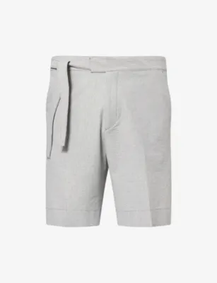 PAUL SMITH Stripe Seersucker Tie-Waist Cotton Blend Shorts