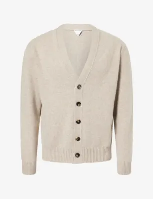 BOTTEGA VENETA Intrecciato Elbow-Patch Cashmere-Blend Cardigan