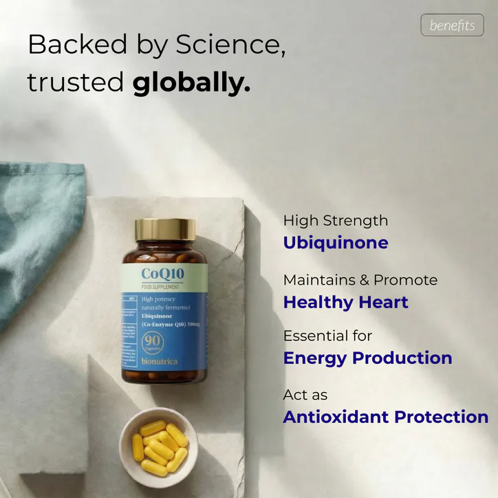 Bionutrica CoQ10 300mg High Strength Ubiquinone, Naturally Fermented for Energy & Heart Health 90 Capsules detail 2