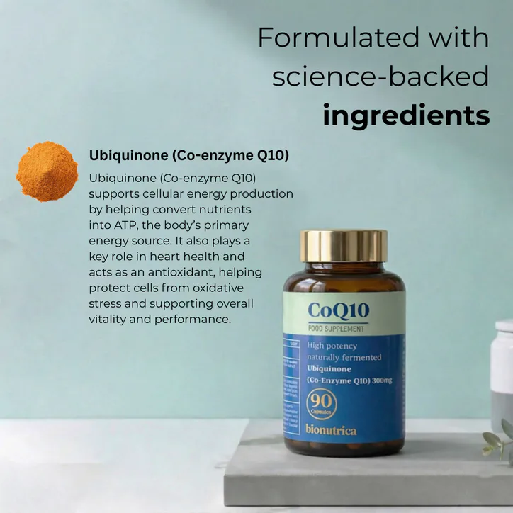 Bionutrica CoQ10 300mg High Strength Ubiquinone, Naturally Fermented for Energy & Heart Health 90 Capsules detail 3