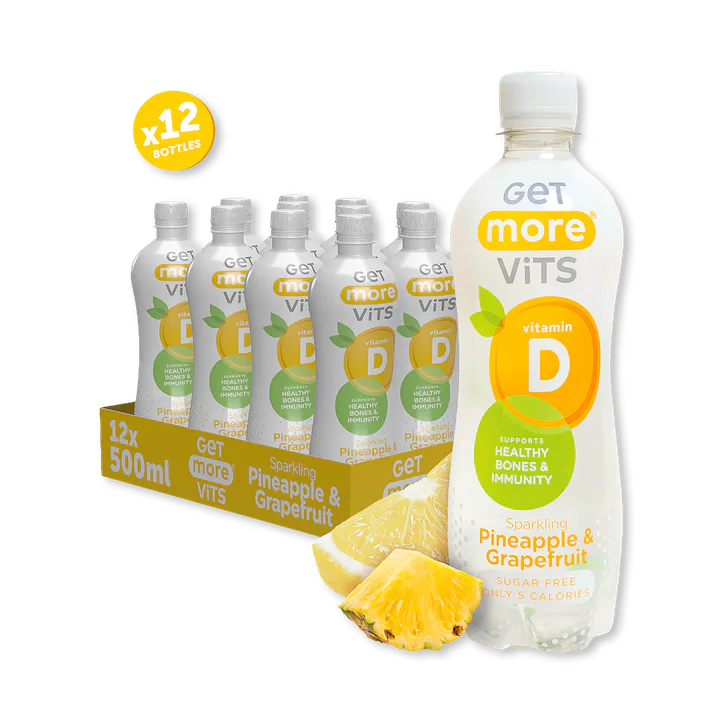 Get More Vits Get More Vitamin D Sparkling Pineapple & Grapefruit 12x500ml