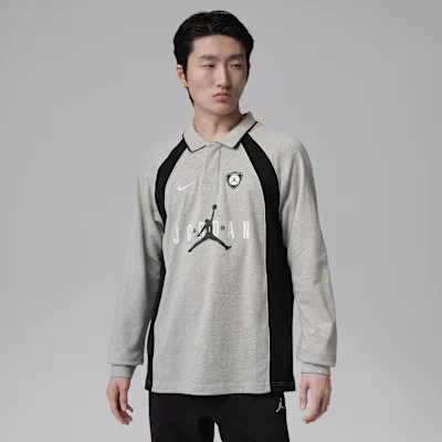 Jordan Flight Men's Long-Sleeve Polo Jersey - Grey Heather/Black/Black