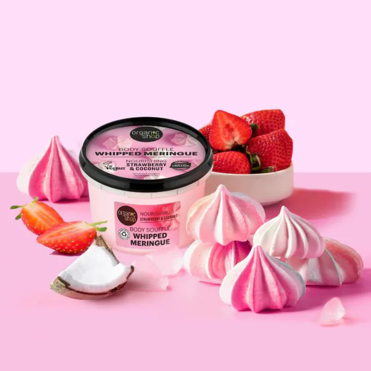 Organic Shop Whipped Meringue Body Souffle Nourishing Strawberry & Coconut 250ml detail 3