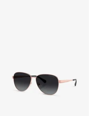 MICHAEL KORS MK1160 Biarritz Pilot-Frame Metal Sunglasses in PINK, additional product view 2