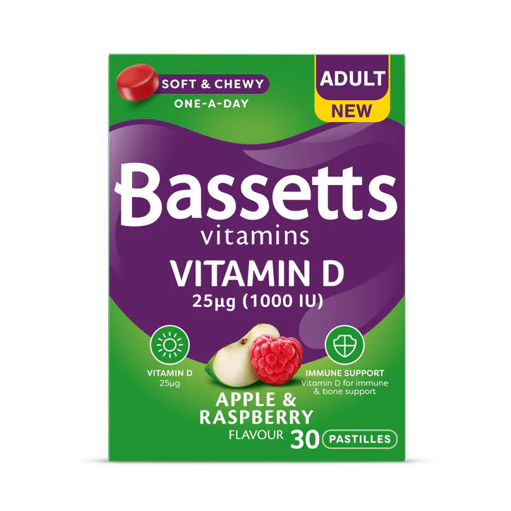 BASSETTS VITAMINS Adult Vitamin D Apple & Raspberry 30 Pastilles