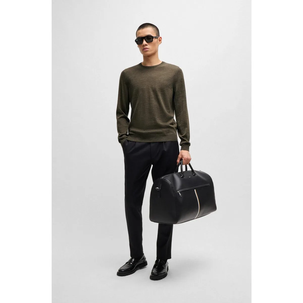 Boss Men's Leno-P Knitted Crew Neck Jumper