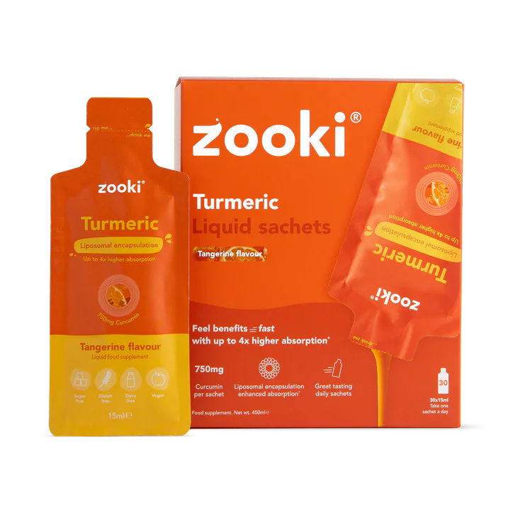 Zooki Liposomal Turmeric 750mg Curcumin Tangerine Flavour - 30x15ml Liquid Sachets