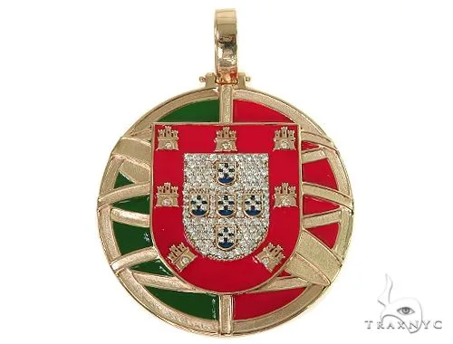 RINA - For Him CUSTOM Custom Made Portugal Flag Diamond Pendant 66267 in Rose Gold – Pendant