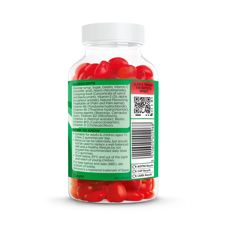 Berocca Multi Action Gummies Cherry Flavour 60 Gummies, additional product view 2