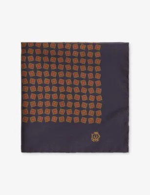 DUNHILL Floral-Pattern Silk Pocket Square