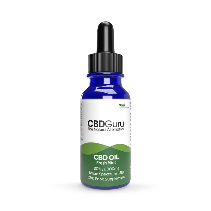 CBD GURU CBD Oil Drops 2000mg 10ml - Fresh Mint Flavour Broad Spectrum CBD 20%
