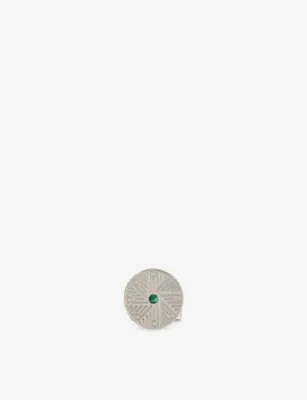 DUNHILL Ray Malachite Silver Cufflinks detail 2