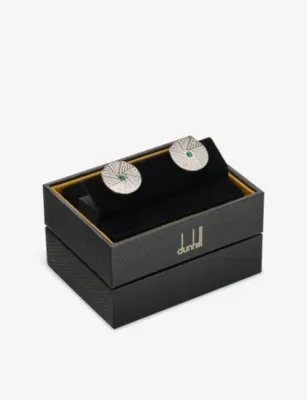DUNHILL Ray Malachite Silver Cufflinks detail 3