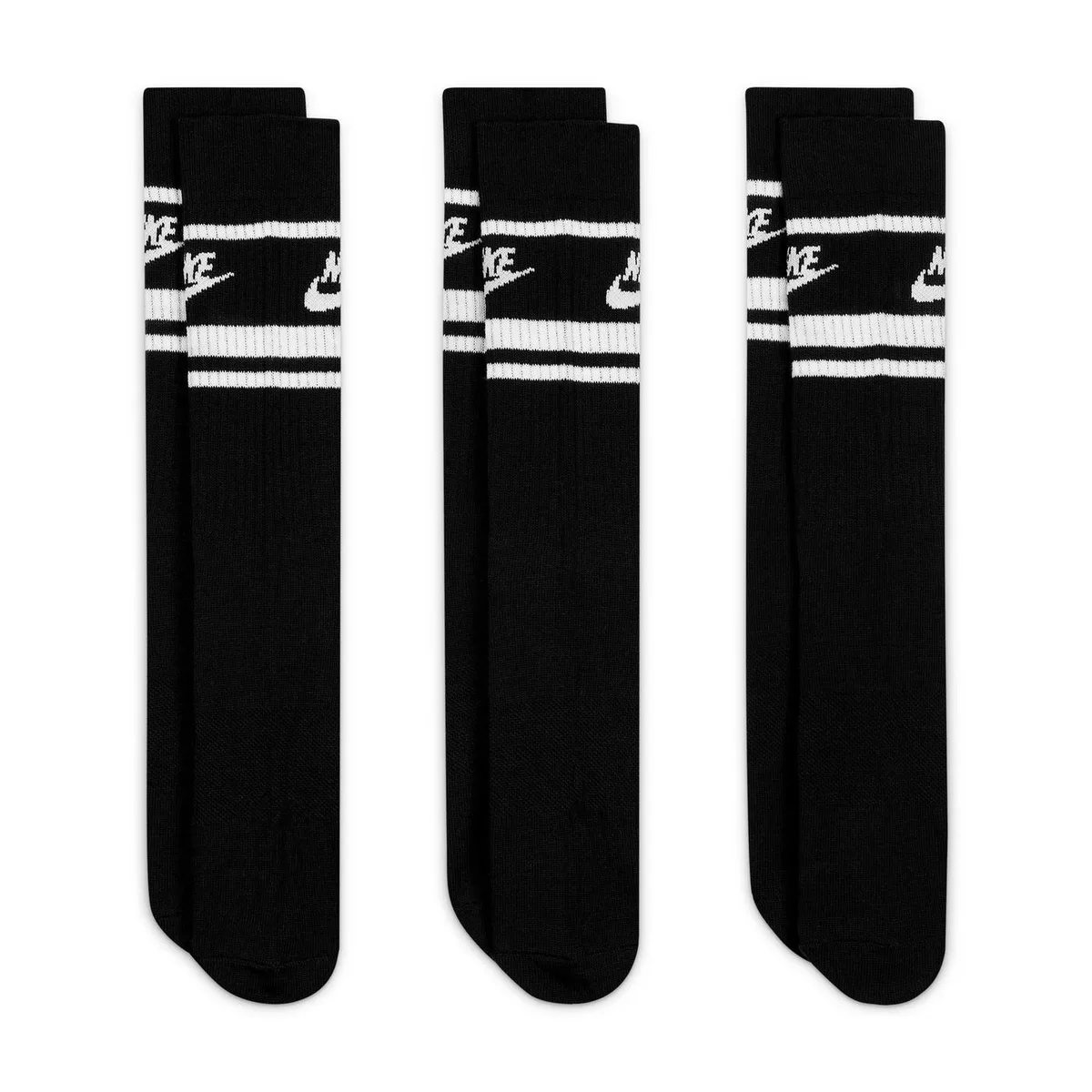 For Him Nike Sportswear Dri-FIT Everyday Essential Crew Socks (3 Pairs) in Black/White, additional product view 2