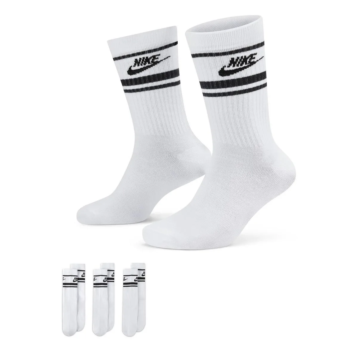 For Him Nike Sportswear Dri-FIT Everyday Essential Crew Socks (3 Pairs) in White/Black – Accessories