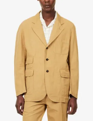 DRAKES Clean Games Single-Breasted Cotton And Linen Blazer detail 3