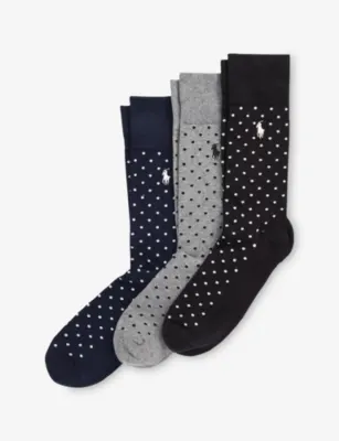 POLO RALPH LAUREN Dotted Pack of Three Cotton-Blend Socks