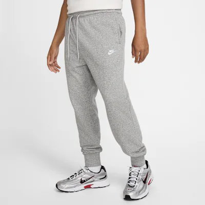 Nike Club Men's French Terry Joggers - Dark Grey Heather/Light Smoke Grey/White
