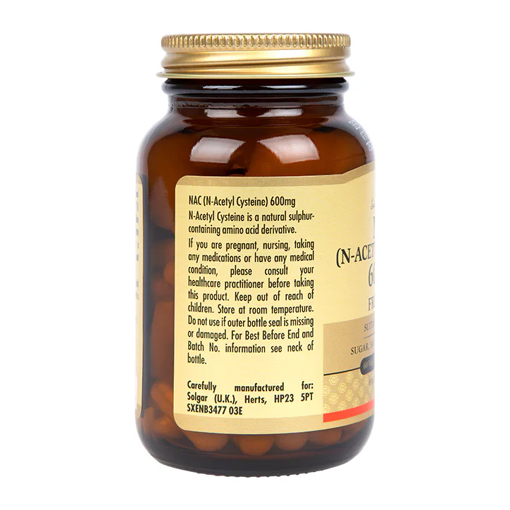 Solgar N-Acetyl Cysteine 600mg Free Form 60 Vegi Capsules, additional product view 2