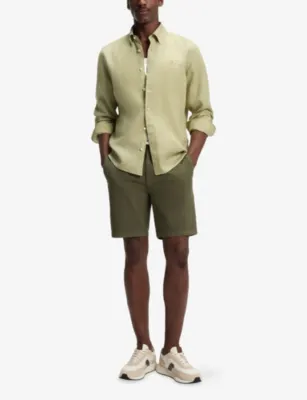 BOSS Brand-Embroidered Long-Sleeved Linen Shirt detail 2