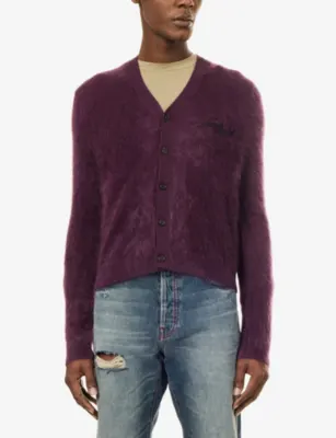 ACNE STUDIOS Klasher Logo-Embroidery Cashmere Cardigan detail 3