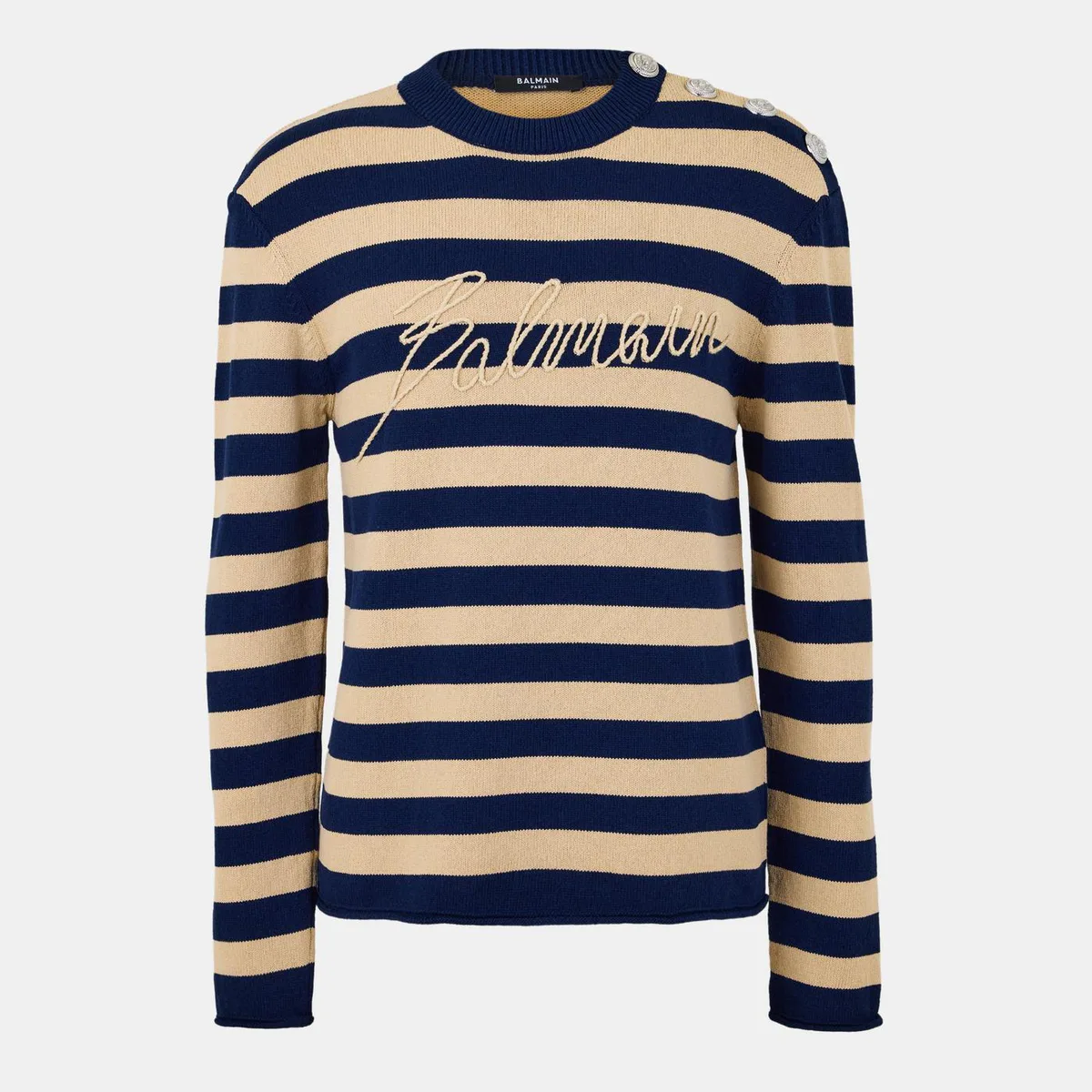 Balmain Men's Stripe Knit Crew Neck Jumper
