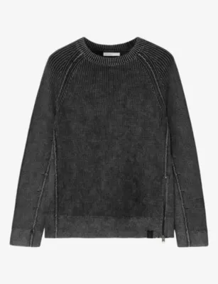 ALLSAINTS Kit Crewneck Regular-Fit Cotton Jumper - DARK KHAKI GRE detail 2