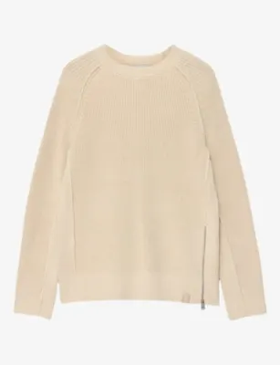 ALLSAINTS Kit Crewneck Regular-Fit Cotton Jumper - DARK KHAKI GRE detail 3