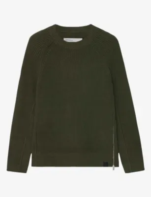 ALLSAINTS Kit Crewneck Regular-Fit Cotton Jumper - DARK KHAKI GRE
